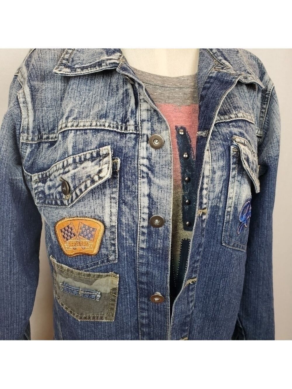 Jean jacket sz S Ombre wash motor speedway Grandprix
